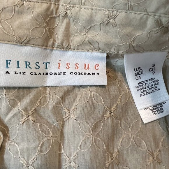NWT First Issue women’s 3/4 sleeve button shirt Beige 100% Cotton size S $40 - Picture 6 of 10